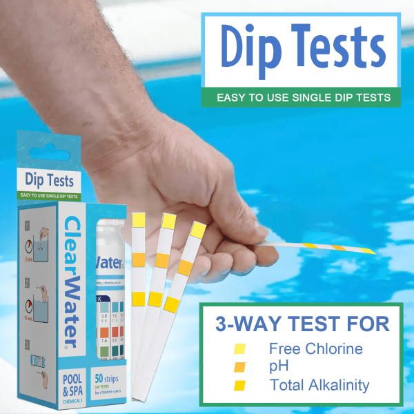 100 pakke 3 i 1 vannteststrimler for svømmebasseng, spa, boblebad