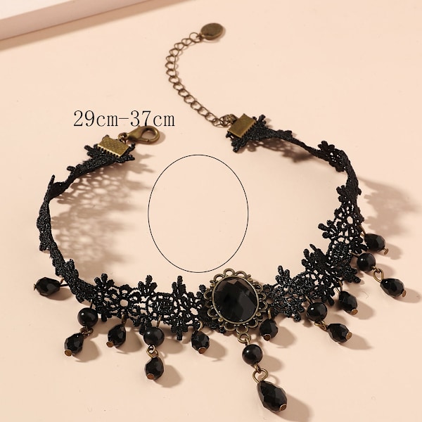 Svart Blonde Dusker Choker Halskjede - Boho Mote Ball Dainty Sexy Kroppskjede