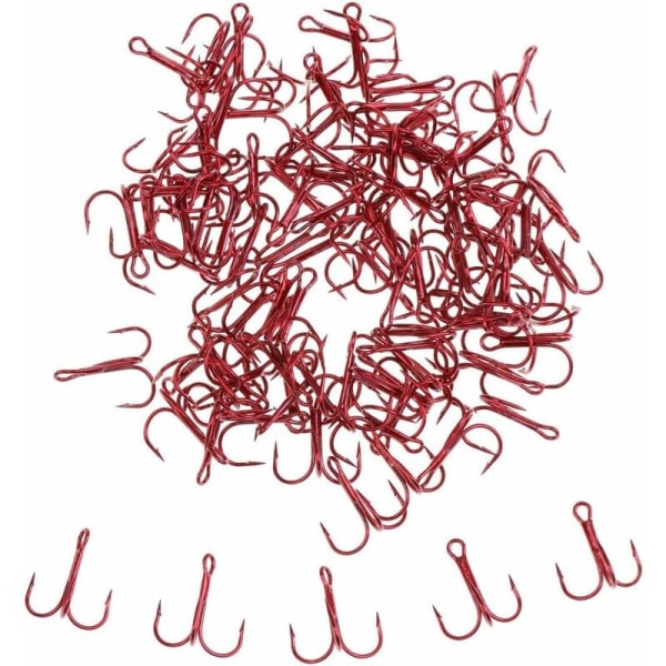 (6) Röda fiskkrokar 100st kolstål diskantkrok fisketillbehör