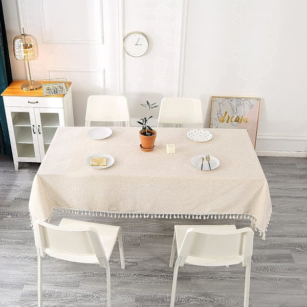 Beige Rektangulär Duk Fläcktålig Duk 140 x 180 cm B