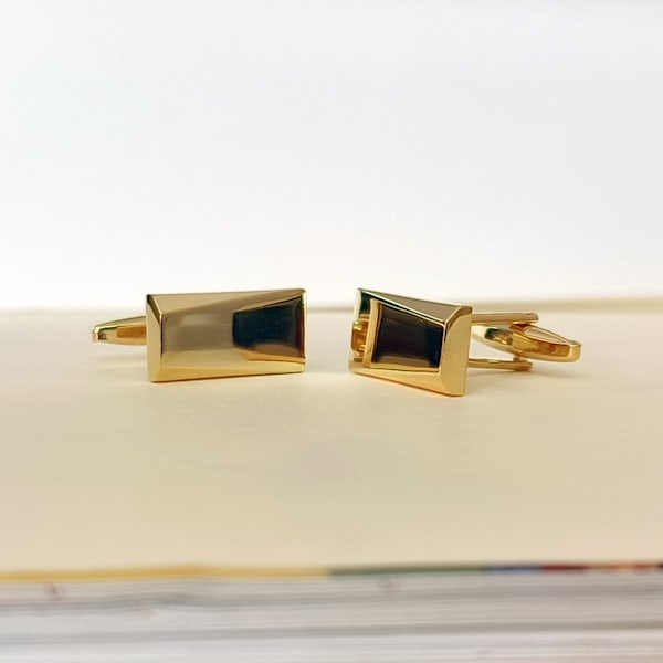 Guld/Sort Klassiske Manschetknapper til Mænd i Rustfrit Stål - Bryllup, Forretning, Gave