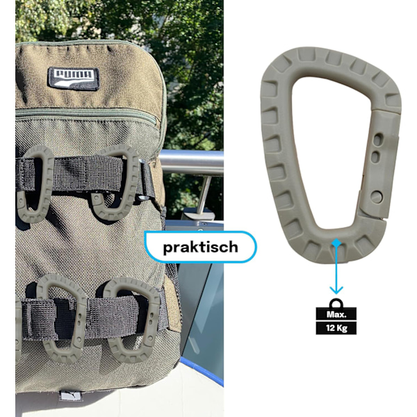 5-pack Plastkarbinhakar - Grå - D-formade