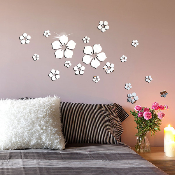 18 st självhäftande blommiga väggdekaler DIY väggdekor för sovrum
