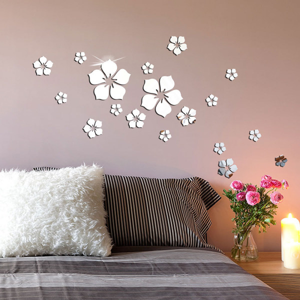 18ST självhäftande blommor väggdekor DIY väggdekor för Bedr