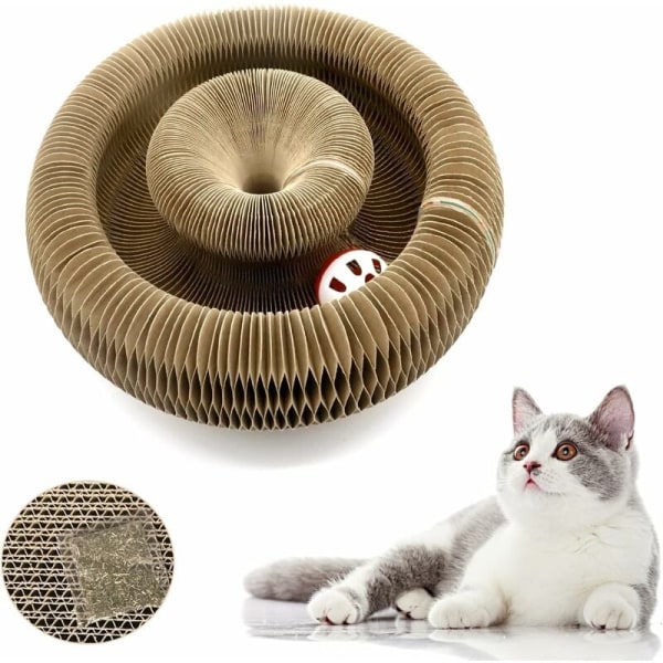 Katteskrabebræt, kattelegetøj med klokke, 2 i 1 bølgepap Cat S