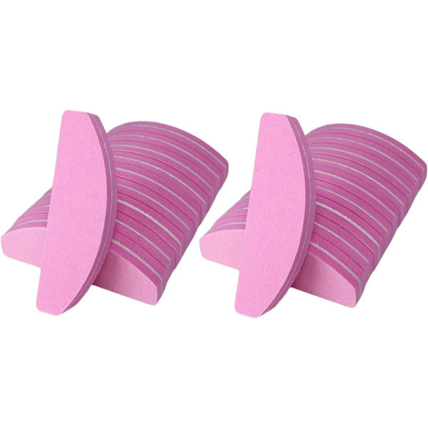 20 st Nagelbuffertar, Dubbelsidiga Nagelfilar Bufferblock 100/180 Grit Portabla Tvättbara Sandpappersfilar Bågform (Rosa)