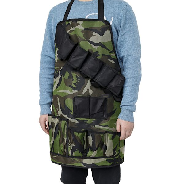 Utökad storlek: 70×75cm (militärgrön kamouflage) utomhusgrillförkläde