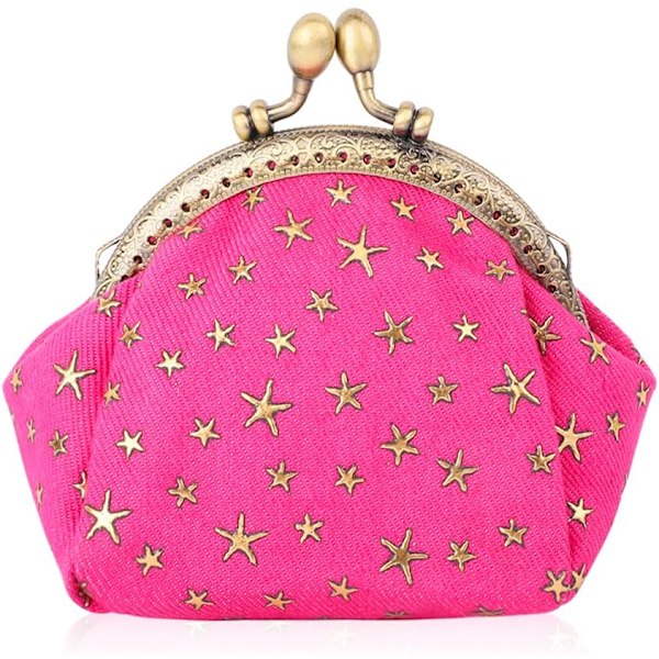 2pcs Five Pointed Star Coin Purse Denim Change Pouch Wallets Buckle with Kisslock Clasp Coin Holder Clutch Handbags for