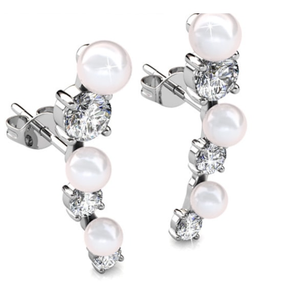 Ocean White perle klatreøreringer laget med Zircondia krystaller