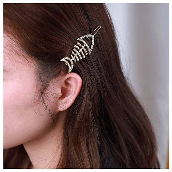 Boho fiskebens hårklips pin krystall sideklips spange glitrende hårnåler gull rhinestone hårklips dekorative hårtilbehør