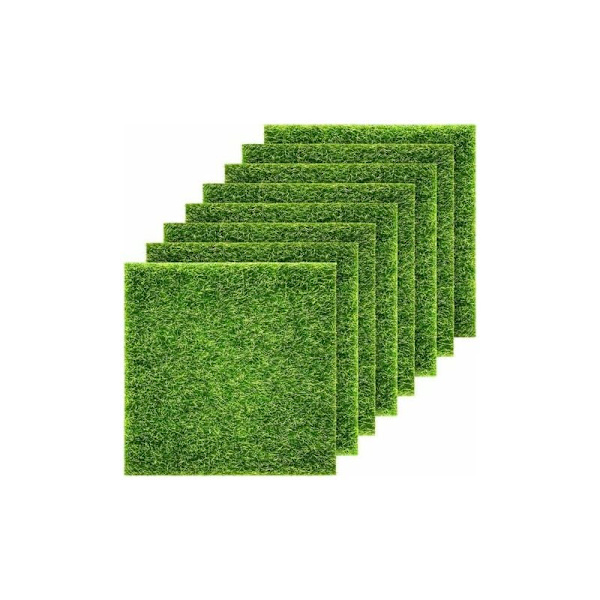 8 pakker kunstig gress for håndverk 15 x 15 cm syntetisk gress