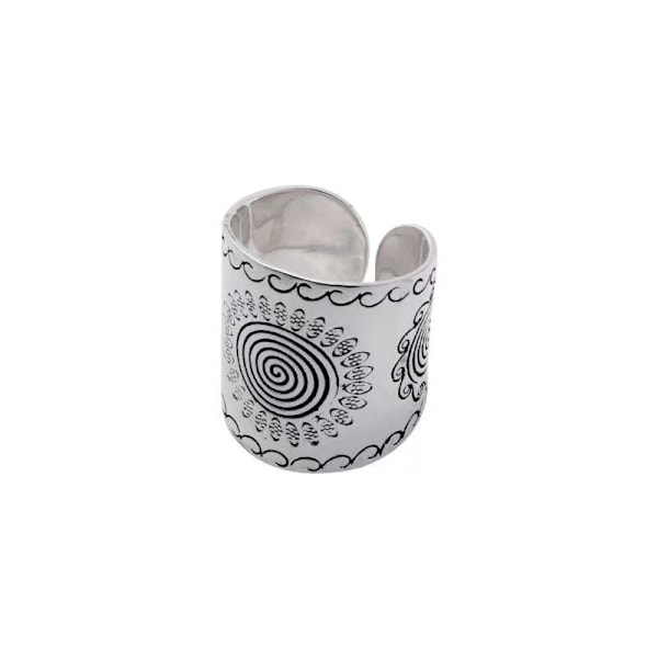 Sterling Silver Mandala Ring, Bohemisk Etnisk Tribal Solring, Bohemian Gypsy Silver Ring, Justerbar till storlekar 6-12, Kan även passa som tumring