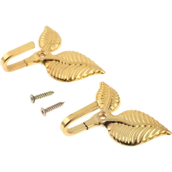 2 st Gardinhållare Knytband Krokar Multifunktionell Väggkrok Guld Vintage Bladdesign