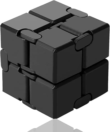 Infinity Cube -lelu, purkauskuutio (musta), sormen pyörittelylelu S
