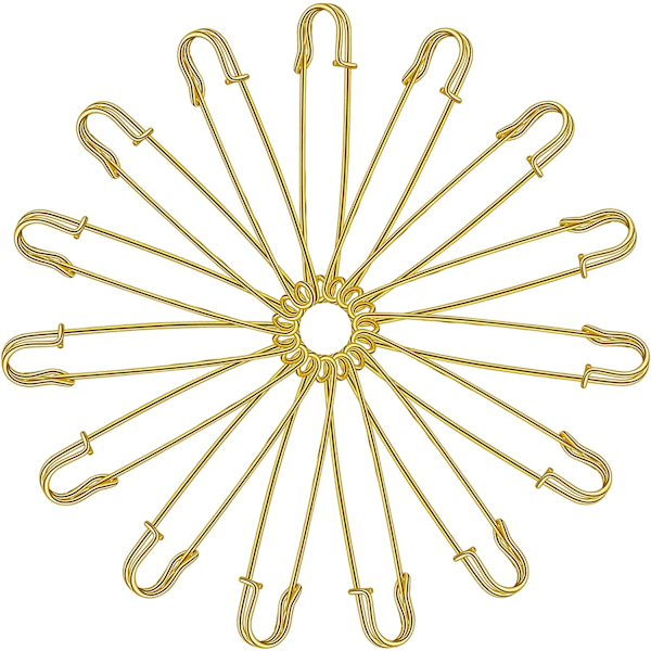 Pack of 15 Safety Pins (NEW), 4" Large Safety Pins for Clothes Leather Canvas Blankets Crafts Skirts Kilts, Extra Large