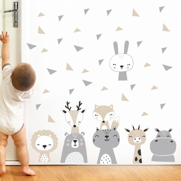 Sett med 2 Søte Fawn Lion Animal PVC Wall Stickers Barnehage Liv