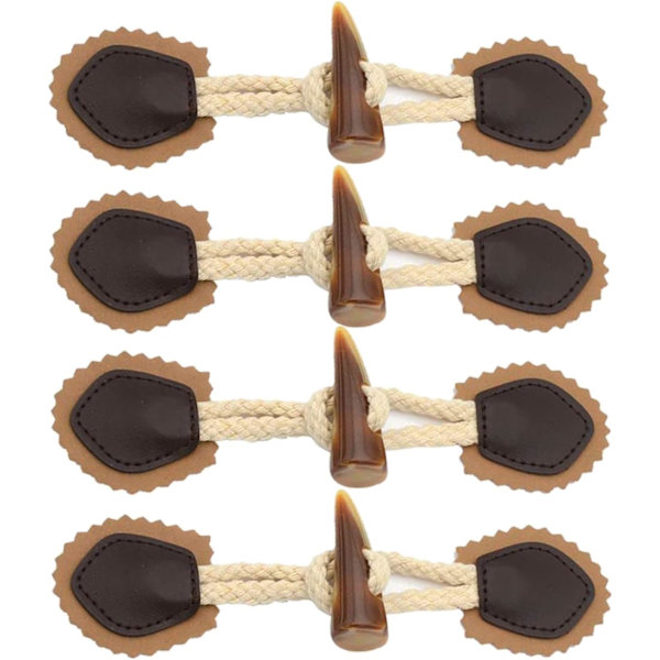 4 Par Horn Toggle Knapper til Dufflecoat med Patch