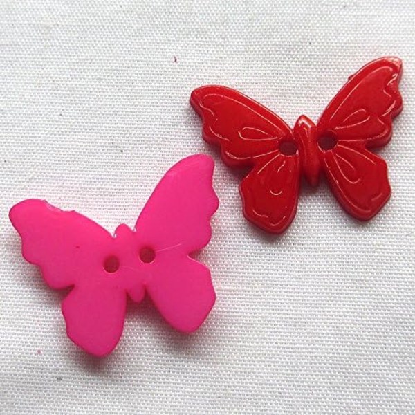 Nya 100 st Blandade Fjärils Plastknappar 2.3cm Sömnadshantverk 2 Hål Fjäril
