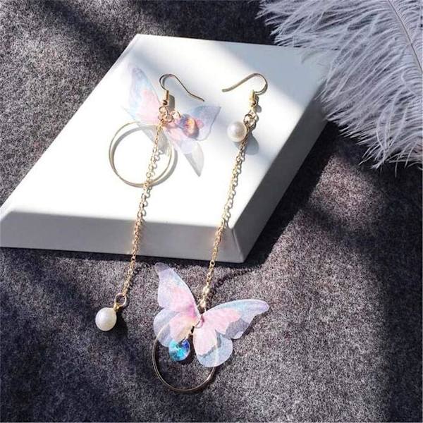 N/A Butterfly Circle Hengeøreringer Krystall Imitert Perle Asy