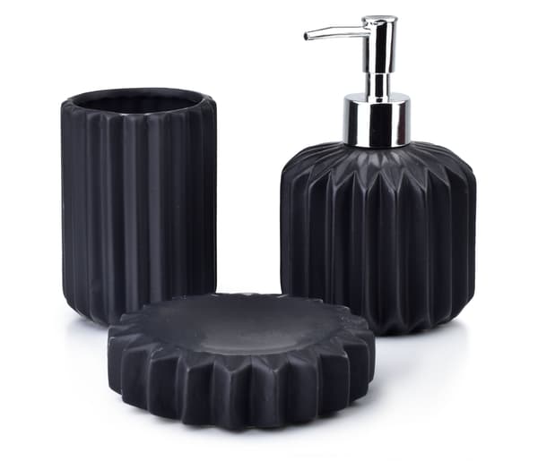 Keramiskt badrumset BATHLAB FERRA 380 ml 20 x 22 x 9 cm Silver 3 delar