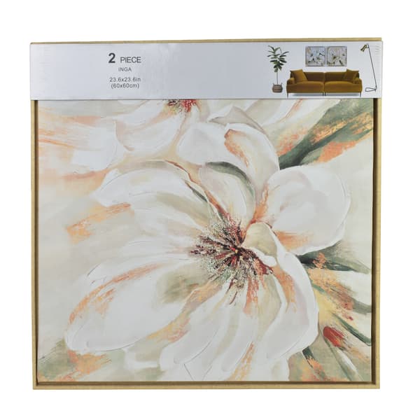 Tavelset plast INGA Blommor 60x60 cm beige 2-pack