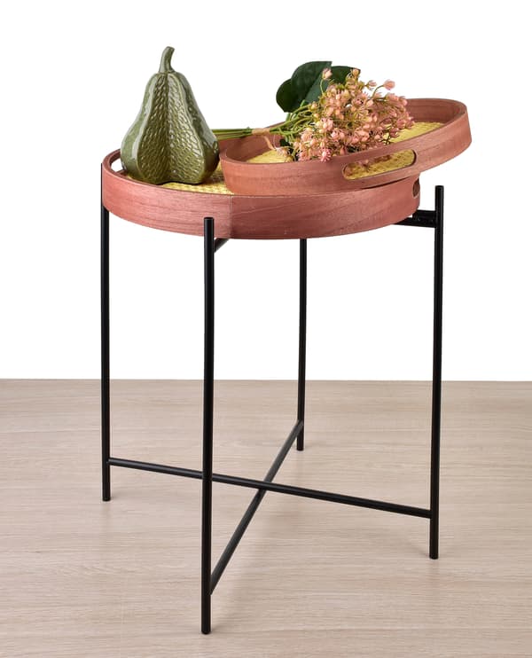 LAMMY Kaffeebordset med bricka - 2 st, modern design, brunt trä
