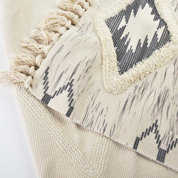 Boho Inredningsmatta 60x180 cm i grå-beige polyester med fransar