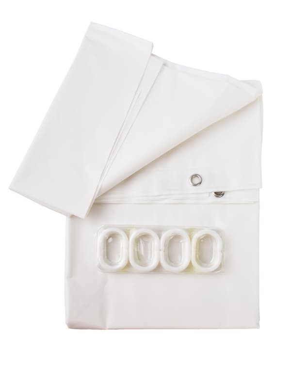 ZAC WHITE Duschdraperi 180x180 cm, 12 öglor, Polyester, Vit