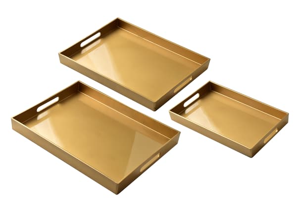 BLANCHE GOLD Set av 3 dekorativa brickor - Eleganta och stiliga