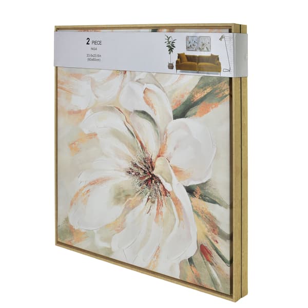 Billedsæt plast INGA Blomster 60x60 cm beige 2 stk