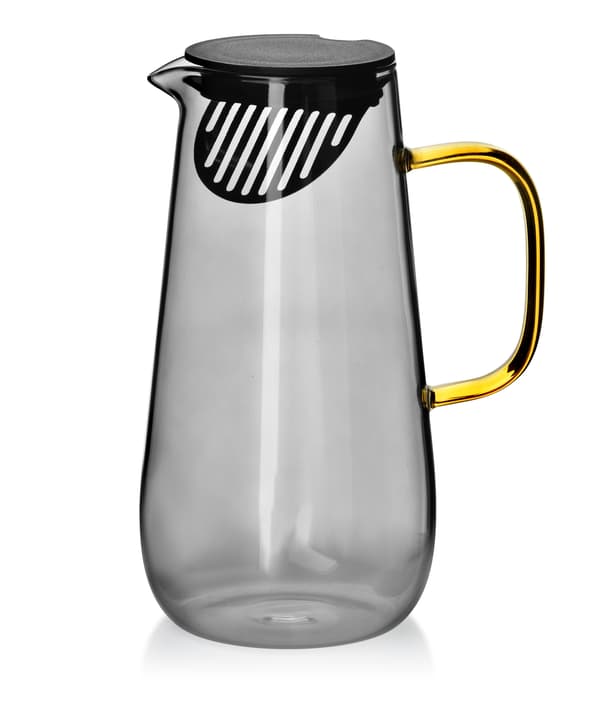 PETER Glasjug 1,5L Grå med guldhandtag och rostfri sil
