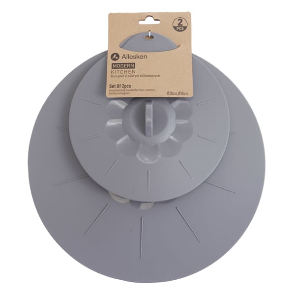 Silikonlock MODERN KITCHEN 2-pack grå silikon Ø20 cm och Ø30 cm