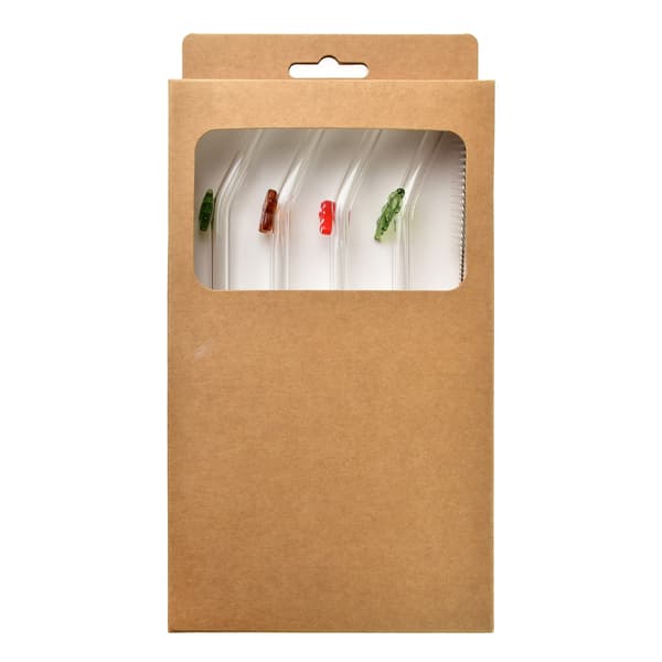 Glassugrör PETER Jul 21cm transparent 4-pack med rengöringsborste