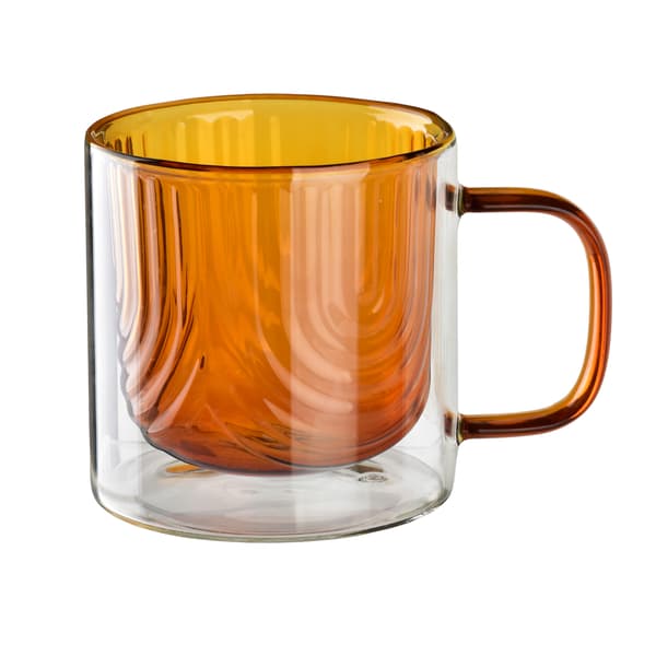 PETER HONEY Dubbelväggig mugg 320 ml i honungsgul glasdesign