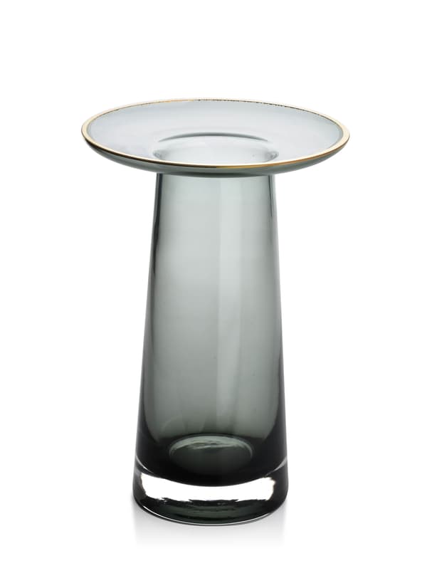 SERENITE Grå glasvas med kragen 20 cm