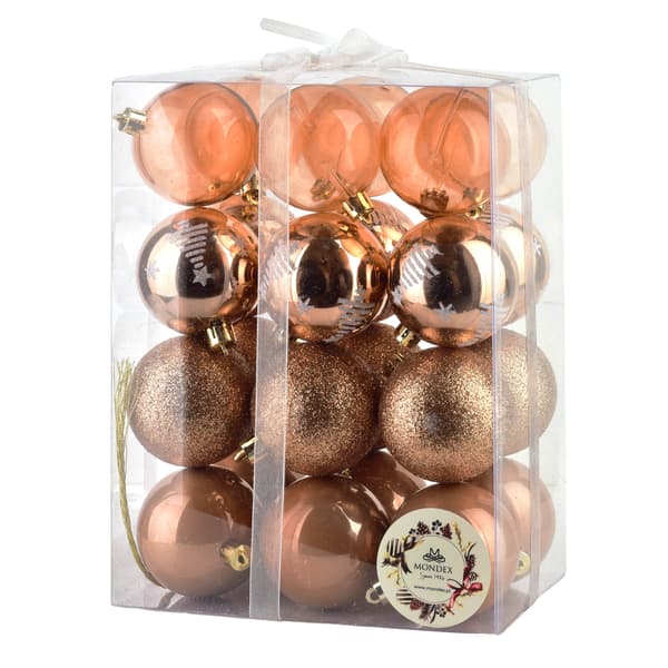 Plastjulgranskulor Santa Lila 5,5cm kopparfärgade 24-pack