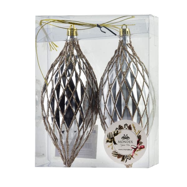 julgranskulor plast Santa Lila silver 2-pack