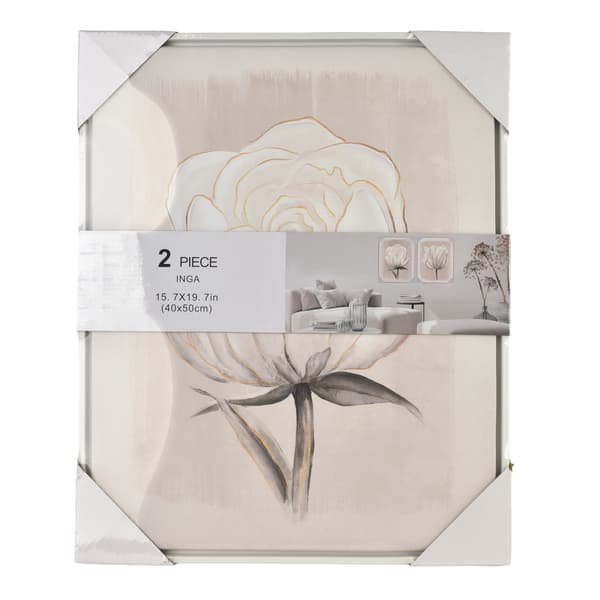 Tavlor plast INGA Vit blomma 40x50 cm vit 2-pack