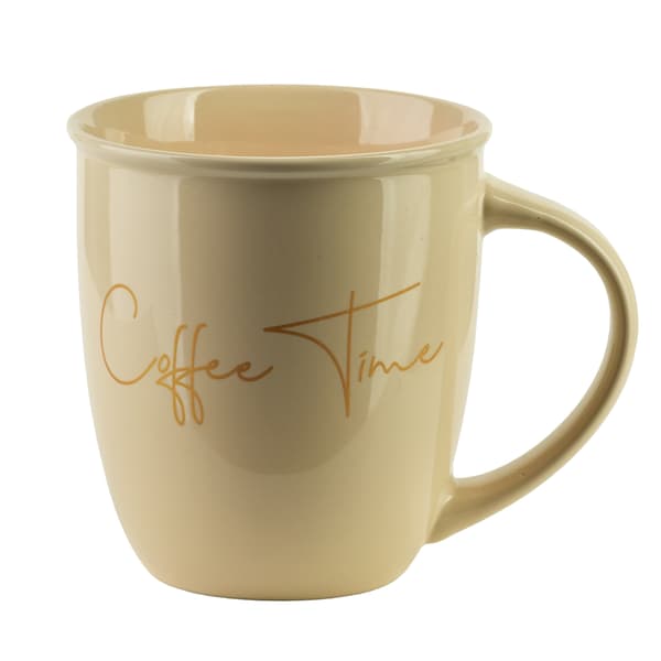 Porslinsmugg HENDIA Coffee Time 9x13x10 cm Ljusbeige 1-pack