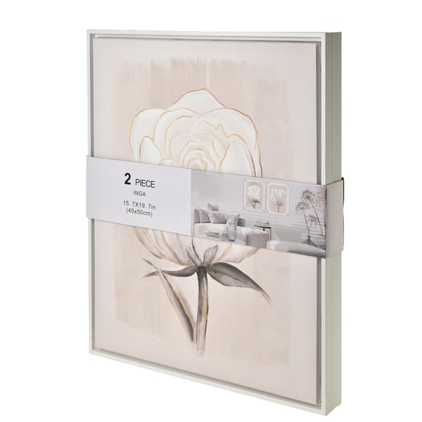 Tavlor plast INGA Vit blomma 40x50 cm vit 2-pack
