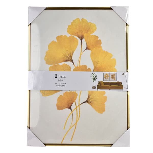 Väggtavlor plast INGA Ginkgo 50x70 cm guld 2-pack