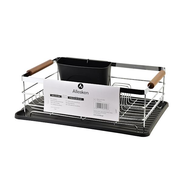 BASIC KITCHEN Diskställ i krom, 44x31,8 cm med plastbotten