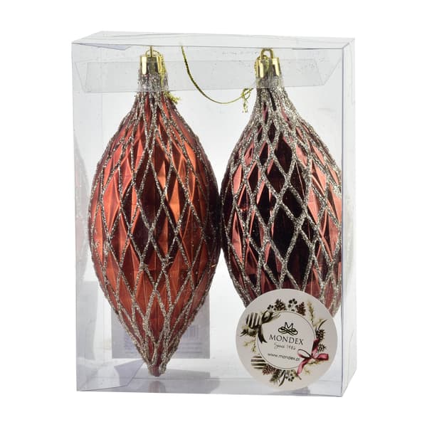Julgranskulor plast Santa Lila kopparfärgade 2-pack