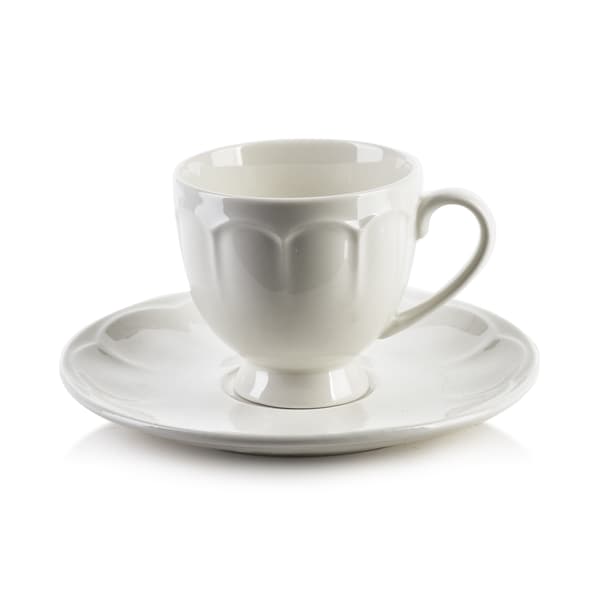Eleganta HELLAs espresso-kopp med fat i porslin 50ml, vit