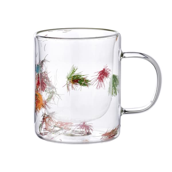 PETER FLOWERS Dubbelväggig Glas Kopp 400ml med Torkade Blommor