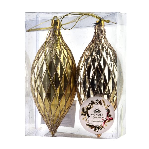 Julgranskulor plast SANTA LILA guld 2 st