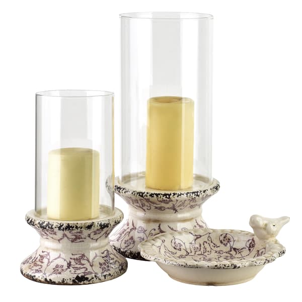 ljusstake glas keramik EVAM 14.5x14.5x24cm lila 1st
