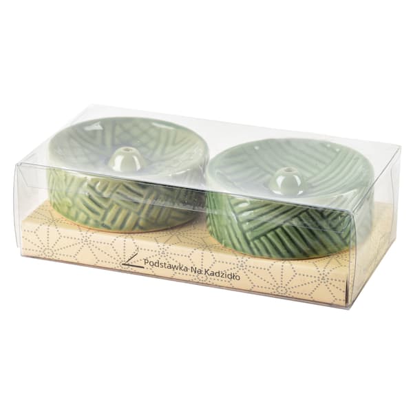 Keramiska rökelsehållare MONDEX 7x7x3 cm grön 2-pack