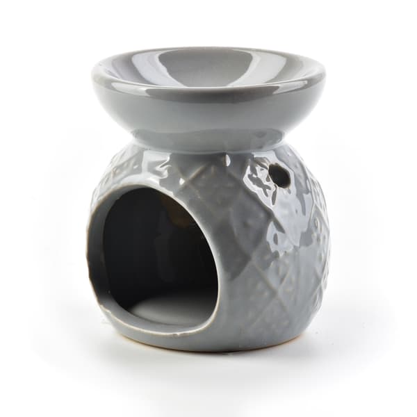 Grå keramisk aromaterapi värmeljelykta 6,4x6,4x7,5 cm
