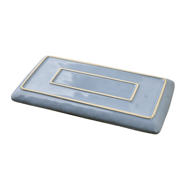 Serveringsfad keramik BASIC NATURE rektangulær 36x19x3 cm blå 1 stk